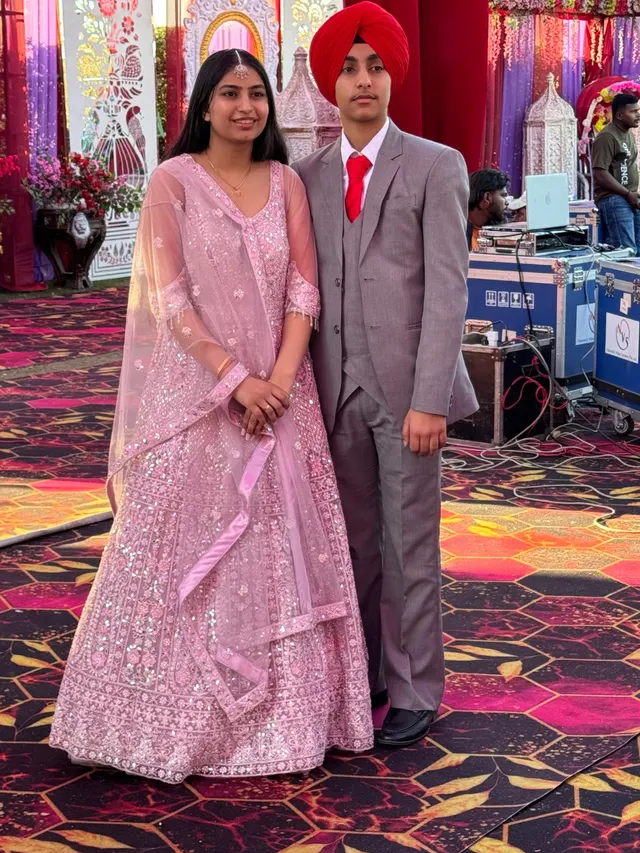 Pink lehenga at the wedding